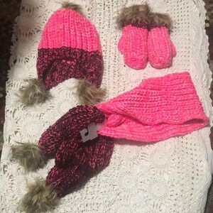 Pink and Black Kids Winter Accessory Set